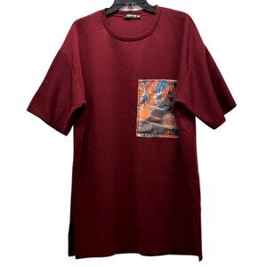 Burgundy Oversized Short Sleeves Top Size:OS